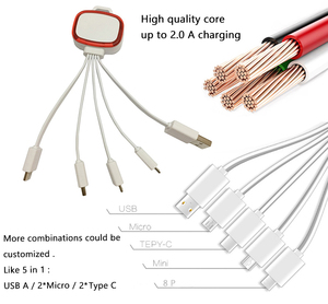 Phổ 4 trong 1 sạc cáp đa cổng phí cáp bền USB A để Type-C Micro 8p cổng USB cáp điện thoại thông minh phụ kiện - Product Image 6
