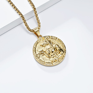 Collier Anubis en acier inoxydable, pendentif rond, bijoux unisexes, design égyptien ancien, forme géométrique d'animal - Product Image 4