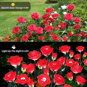 Lámpara Solar LED de 3 Cabezas con Diseño de Rosa, Impermeable IP65, para Decoración de Jardín, Césped y Caminos - Product Image 6