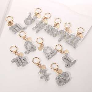 New Design Crystal Rhinestone 12 <b>Star</b> Sign constellation <b>Key</b> Chain Diamond Car Bag Charm Zodiac Keychain Accessories Decoration - Product Image 1