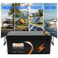 Batterie LiFePO4 personnalisée 25,6 V 24 V 100 Ah pour solaire/VR/maritime