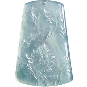Pendentif en jade naturel bleu aquatique, style chinois, design original, unisexe, avec certificat d'évaluation SS04 - Product Image 5