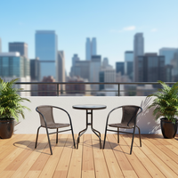 Ensemble table et chaises de bistrot en osier, design moderne et élégant, haute durabilité, pour balcon et extérieur, idéal pour salons et espaces extérieurs - Collection 2026