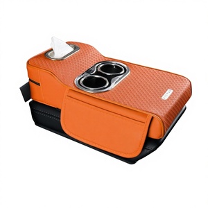 Repose-bras de voiture en cuir <span class=keywords><strong>OLIVER</strong></span>, design élégant, avec rangement intégré, fonction de rehaussement, pour mouchoirs et téléphone portable, couleur argent - Product Image 1