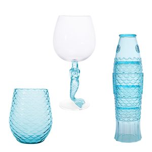 Verres à vin empilables, ensembles de 4 pièces, gobelets en plastique colorés et personnalisés, gobelets en acrylique avec motif de <span class=keywords><strong>poisson</strong></span> en relief - Product Image 2
