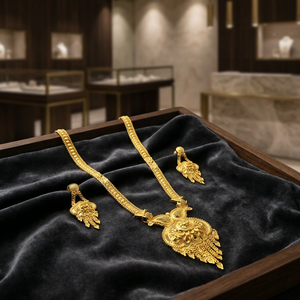 Wholesale 14K 18K 24K Micro Gold Plated Brass Wedding Jewelry Set-Traditional Long Necklace and Earrings Set 24 Inches Length - Product Image 2
