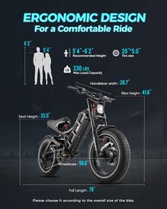 Vélo hybride Eahora avec moteur 250W, batterie 60Ah, roue arrière, prix usine, vélo électrique VTT à pneus larges - Product Image 2