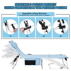 كرسي تسمير شديد التحمل مع وجه قابل للتعديل 5 وضع قابل للطي ، كرسي تسمير محمول - Product Image 5