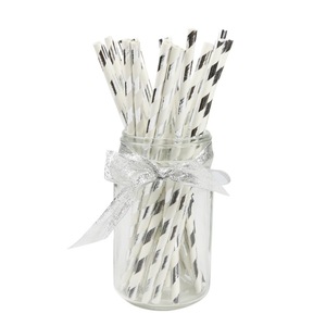 Hot Stamped Silver Paper Straws Disposable Metallic Food Grade Party Drinking Straws Straight Pipe Cross-border New Product - Product Image 5