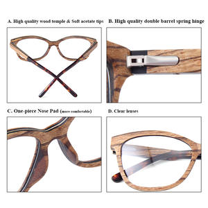 กรอบแว่นตาไม้ทรงสี่เหลี่ยมแบบเต็มกรอบ เป็นมิตรกับสิ่งแวดล้อม เลนส์ใสสำหรับผู้ชาย วัสดุ PC ผลิตที่เมืองเหวินโจว หมายเลขสินค้า 6022 - Product Image 2