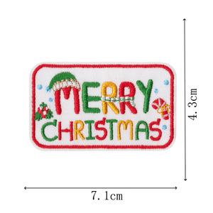 <span class=keywords><strong>Patches</strong></span> de Bordado de Natal em Inglês, Retangulares, com Slogan Festivo, Apliques Decorativos Termocolantes para Roupas Infantis e DIY - Product Image 3