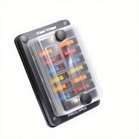 Boîtier de fusibles à lame 12 voies 12V DC YJ-FB1211 avec LED d'avertissement rouge pour montage sur panneau, idéal pour voitures et applications marines