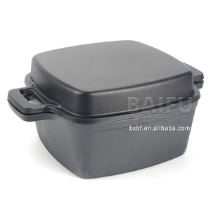 Pré-assaisonné <span class=keywords><strong>ou</strong></span> émaillé avec couvercle utilisé comme poêle à frire 2 <span class=keywords><strong>en</strong></span> 1 cuisinière combinée four double néerlandais carré <span class=keywords><strong>en</strong></span> <span class=keywords><strong>fonte</strong></span> - Product Image 1