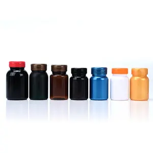 Empty Capsule Medicine 100ml 120ml 200ml Clear Amber Blue Green White PET Plastic Medicine Capsules Bottle with flip screw cap