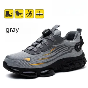 Sunland Custom Work Style Safety Shoes Casual Running Sneakers For Men With Push Button Adjustment Mesh Insole For Walking