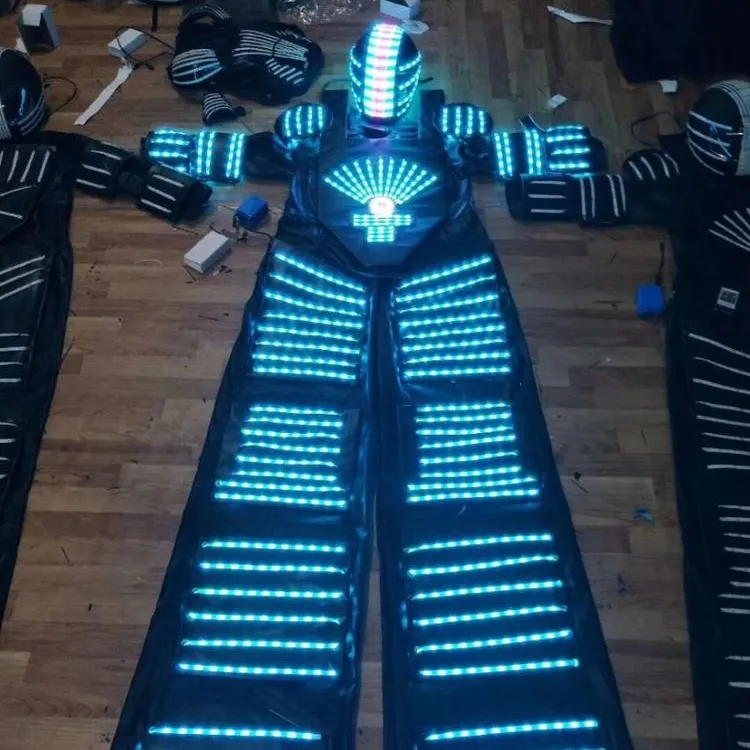 RGB renk değiştiren LED Robot Kostüm Gece Kulüpleri Parti LED Giyim Işık LED Robot takım elbise Kryoman david robot dans giyim