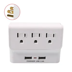 Prise de courant avec 2 ports USB, prise multiprise sécurisée et prise filaire sans veilleuse