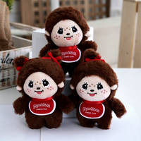 Porte-clés en peluche Monchhichi amusant de 4 pouces, jouets en peluche de dessin animé de haute qualité pour enfants, certifiés CE, pour machine à griffes de fête