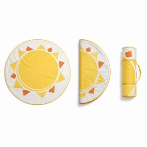 Grande tapis de pique-nique rectangulaire imperméable en toile, couverture de plage d'extérieur, motif soleil, pliable, portable, pour le camping, 3 personnes, toutes saisons - Product Image 3