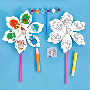 Kinder kreative Malerei Graffiti Windmühle Cartoon Puzzle kleines Geschenk Kindergarten handgemachte DIY niedlichen Papier Windmühle - Product Image 2