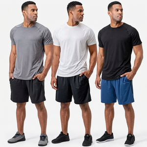 Camiseta de Manga Corta para Hombre, de Secado Rápido, Color Sólido, Corte Regular, Cuello Redondo, Deportiva, con Serigrafía, 220g - Product Image 1