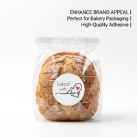Étiquette adhésive ronde découpée sur mesure « Baked With Love » pour boulangerie, pain, emballage alimentaire, boîte, sac – Vente en gros
