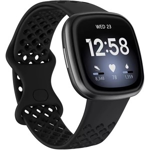 Trous respirants Bracelet en silicone sport pour <span class=keywords><strong>Fitbit</strong></span> <span class=keywords><strong>Versa</strong></span> <span class=keywords><strong>3</strong></span> Bracelets de montre pour <span class=keywords><strong>Fitbit</strong></span> Sense 2020 Accessoires de bracelet - Product Image 1