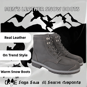 Botas de Nieve Personalizadas para Hombre, Tobillo Alto, Invierno, Parte Superior de Cuero Genuino, Plantilla EVA, Tendencia de Moda Otoño/Invierno - Product Image 2