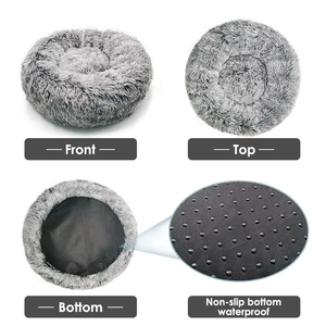 Warm Cat Kennel Plush Pad Solid Pattern All-season Pet Kennel Winter Cat <strong>Dog</strong> <strong>Bed</strong> Faux Fur Material Deep Sleep - Product Image 5