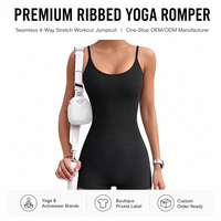 Combinaison de sport côtelée pour femme avec bretelles spaghetti, résistante aux squats, effet ventre plat et rehaussement des fesses, bretelles réglables, personnalisable avec étiquettes