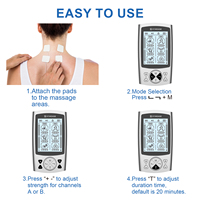 STIMEASE Appareil de massage corporel 24 modes TENS7000 avec électrodes TENS pour soulager la douleur et EMS pour renforcer les muscles, rechargeable par USB 13 TENS/16