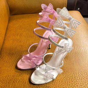 Sandalias de tacón floral con diseño de serpiente en el tobillo para mujer, elegantes y a la moda para el verano. - Product Image 5