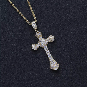 Staff sword pendant, hip hop jewelry, copper zircon vintage, personalized <b>cross</b> necklace. - Product Image 3