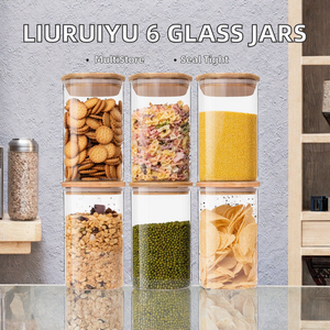 Luxury Storage <b>Jar</b> High Borosilicate Glass for Grain Dried Fruit Tea Moisture-proof Sealed Glass <b>Jar</b> With Acacia Wooden Lid - Product Image 2