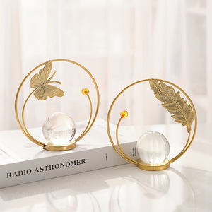 Meuble TV de style européen de luxe, créatif, en fonte de métal, plaqué or, ornements en boule de cristal, décoration de Noël pour la maison, salon - Product Image 2