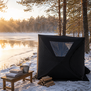Tente de sauna Warmfire 4 saisons style <span class=keywords><strong>tipi</strong></span>, en tissu Oxford 600D imperméable, triple couche, avec cheminée, pour 6 personnes, ouverture rapide, pour le camping en plein air - Product Image 1