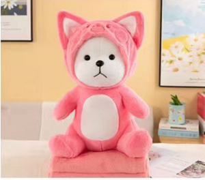 Cuscino Peluche Animale con Cappuccio e Coperta: Orso, Panda, Coniglio, <span class=keywords><strong>Lupo</strong></span>, Unicorno, Gatto - Cuscino Imbottito Pieghevole, Coperta per Pisolino Bambini, Regalo - Product Image 6