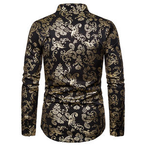 ファンシーとトレンディ長袖シャツカジュアルゴールド花柄男性 - Product Image 3