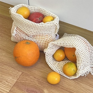 Bolsa de malla de algodón personalizada Chuanghua con cordón, bolsa para almacenamiento de frutas, marca tejida personalizada - Product Image 5