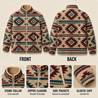 Veste en polaire sherpa à motif personnalisé pour hommes et femmes, fermeture éclair intégrale, vêtements d'extérieur chauds et décontractés pour l'hiver, fabrication OEM
