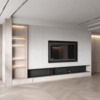 Console multimédia sans poignée, minimaliste, pour appartement, en bois naturel, bouleau noir, acacia, or