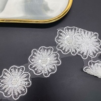 Dentelle indienne décorative haut de gamme, garniture en dentelle dorée, fleurs à sequins, dentelle perlée pour décoration de mariage