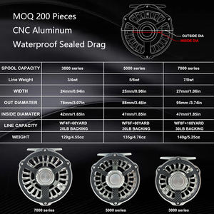 Özel Logo 5/6/7/8 su geçirmez sinek balıkçılık Reel mühürlü sürükle akışı için CNC alüminyum alaşım nehir göl balıkçılık - Product Image 6