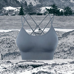 Women's Summer Active Wear Breathable Shockproof Sports <b>Bra</b> Seamless Gym Fitness Top Front Padded Athletic Yoga <b>Bra</b> Solid Color - Product Image 2