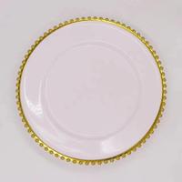 Assiettes de présentation rondes en plastique dorées de luxe, décoratives pour événements et fêtes d'anniversaire
