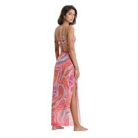 Vestido Halter Ligero de Poliéster Reciclado con Cintura Ajustable, Pareo de Playa Semitransparente para Mujer
