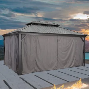 Custom Metal Shade Structures Hard Top Gazebo Patio Outdoor Modern Waterproof Garden Tent Gazebo