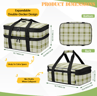 Sac isotherme double couche Aloha Collection, imprimé personnalisé Hawaïen Palaka, grand format extensible, pour transport de plats chauds