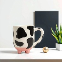 Tasses en céramique à motif de vache, design animalier mignon, compatibles micro-ondes et lave-vaisselle, sans danger pour les aliments, réutilisables, pour cadeaux de fêtes