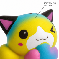 Squishy Cœur de Chat Mignon - Jouet Anti-Stress à Rebond Lent, Figurine Animale Adorable pour Décoration d'Étagère, Décoration de Chat Mignon et Compagnon Anti-Stress Adorable